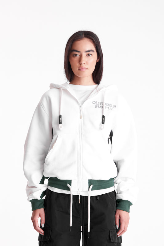 Outdoor Supply Zip Up Hoodie in White