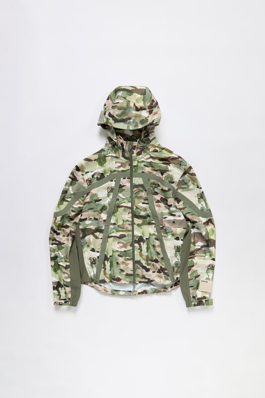 Taped Seam Nylon Shell Jacket in Watercolour Camo