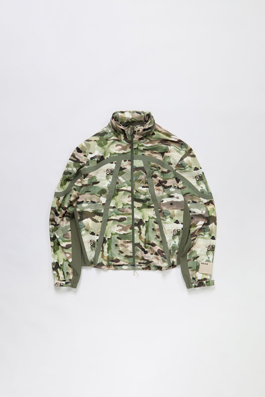 Taped Seam Nylon Shell Jacket in Watercolour Camo