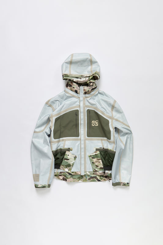 Taped Seam Nylon Shell Jacket in Watercolour Camo