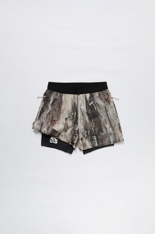 2-In-1 Nylon Running Short in Tree Bark Camo