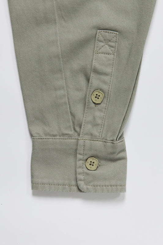 Cotton Cargo Pullover Shirt in Sage Green