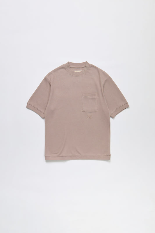 Waffle Knit Pocket T-Shirt in Mauve