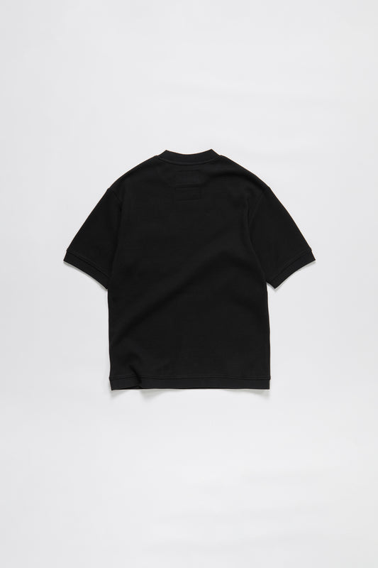 Waffle Knit Pocket T-Shirt in Black