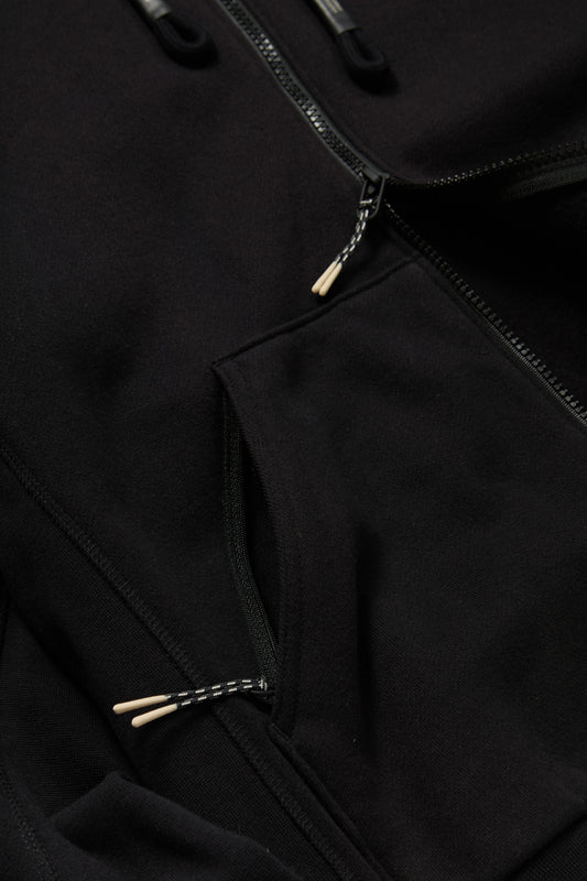 Stack Logo Zip Up Hoodie in Black