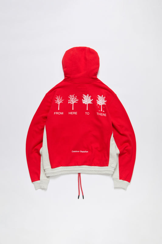 From Here To There Hoodie in Red & Grey