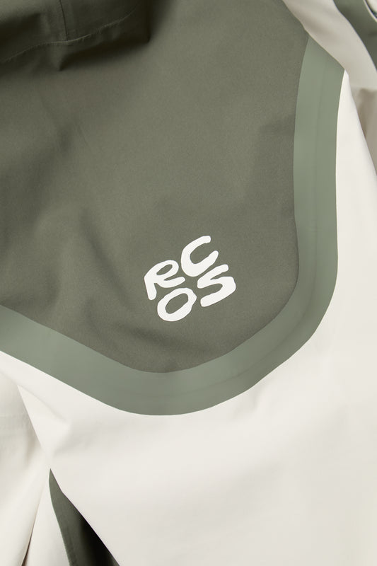 Taped Seam Nylon Shell Jacket in Green & White