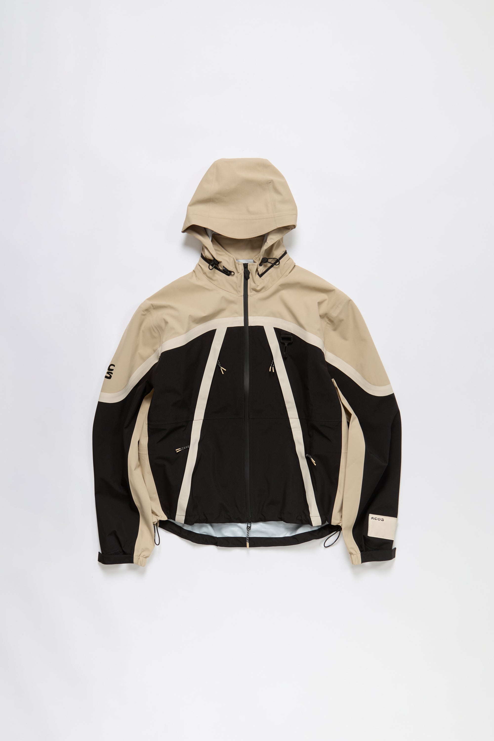 Taped Seam Nylon Shell Jacket in Khaki Black XXS Khaki Black