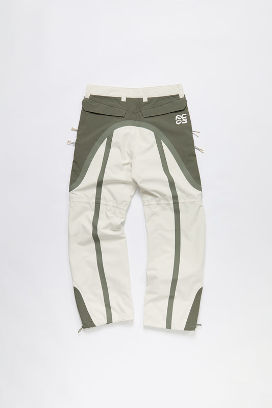 Taped Seam Nylon Shell Pant in Green & White