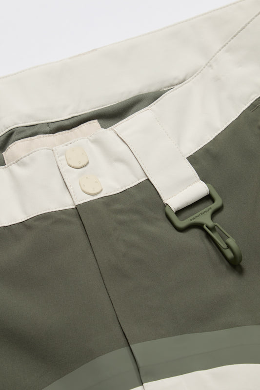 Taped Seam Nylon Shell Pant in Green & White