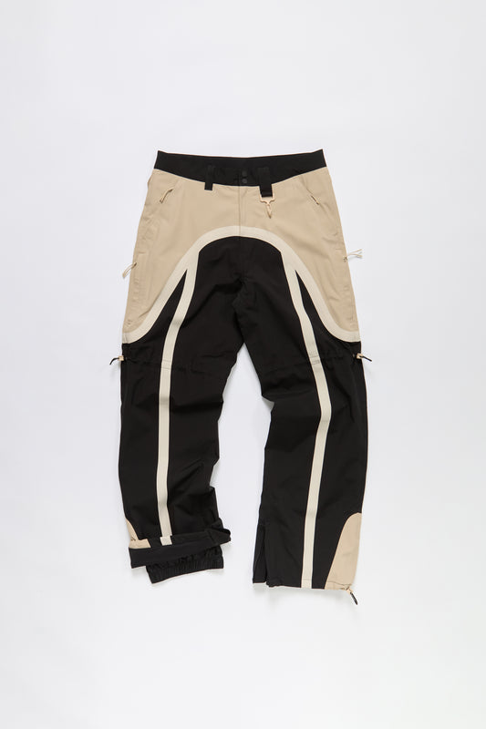 Taped Seam Nylon Shell Pant in Khaki & Black