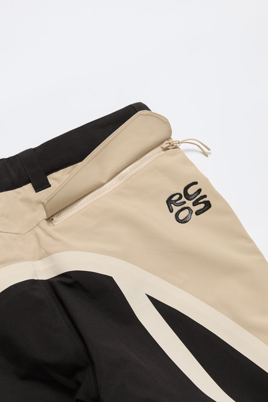 Taped Seam Nylon Shell Pant in Khaki & Black