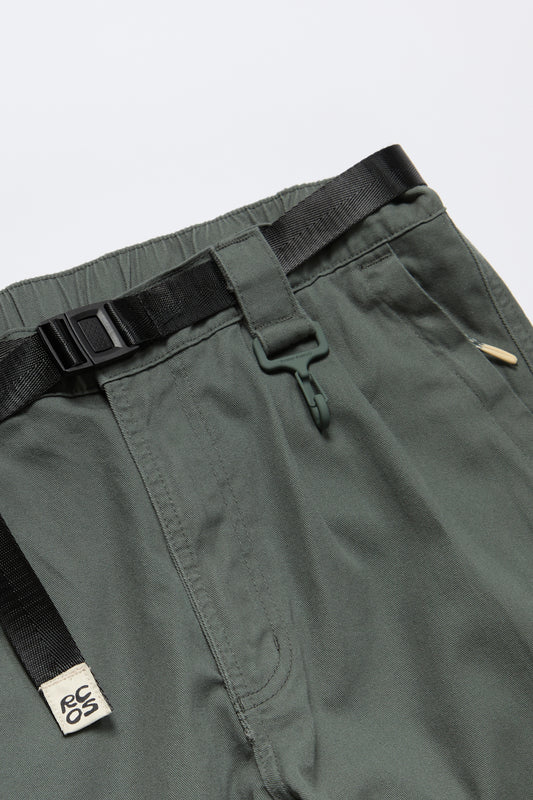 Cotton Belted Pant in Green