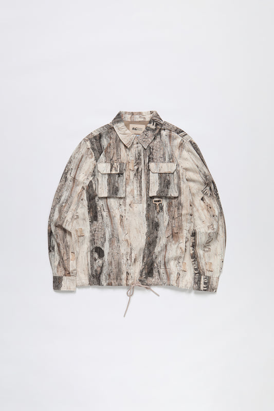 Cotton Cargo Pullover Shirt in Tree Bark Camo