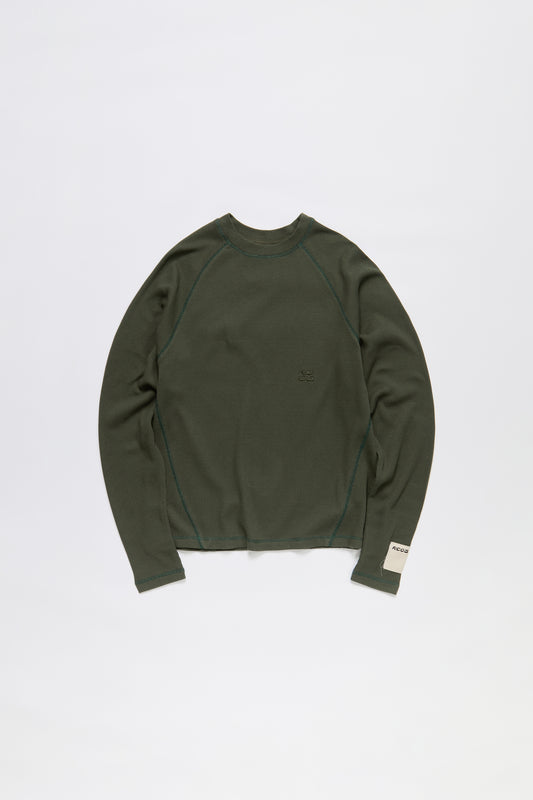 Waffle Knit LS Shirt in Olive