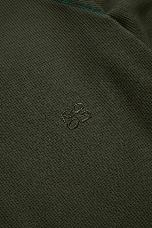 Waffle Knit LS Shirt in Olive