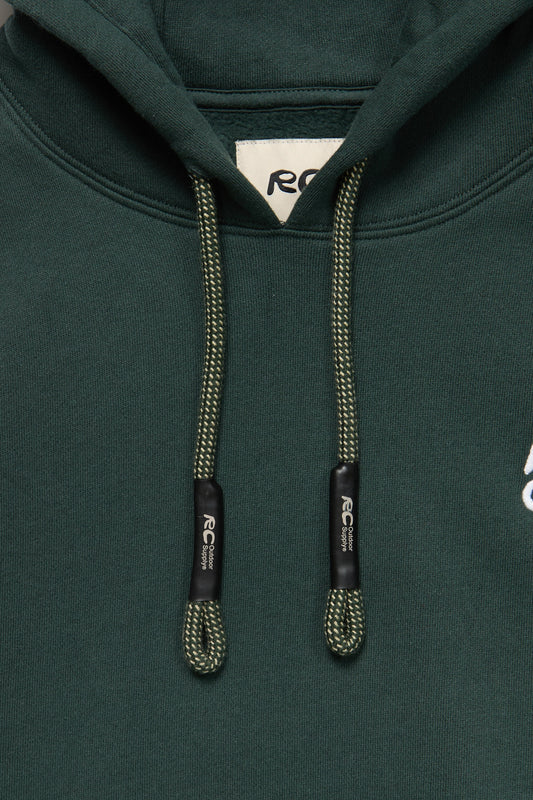 Stack Logo Embroidered Hoodie in Forest Green