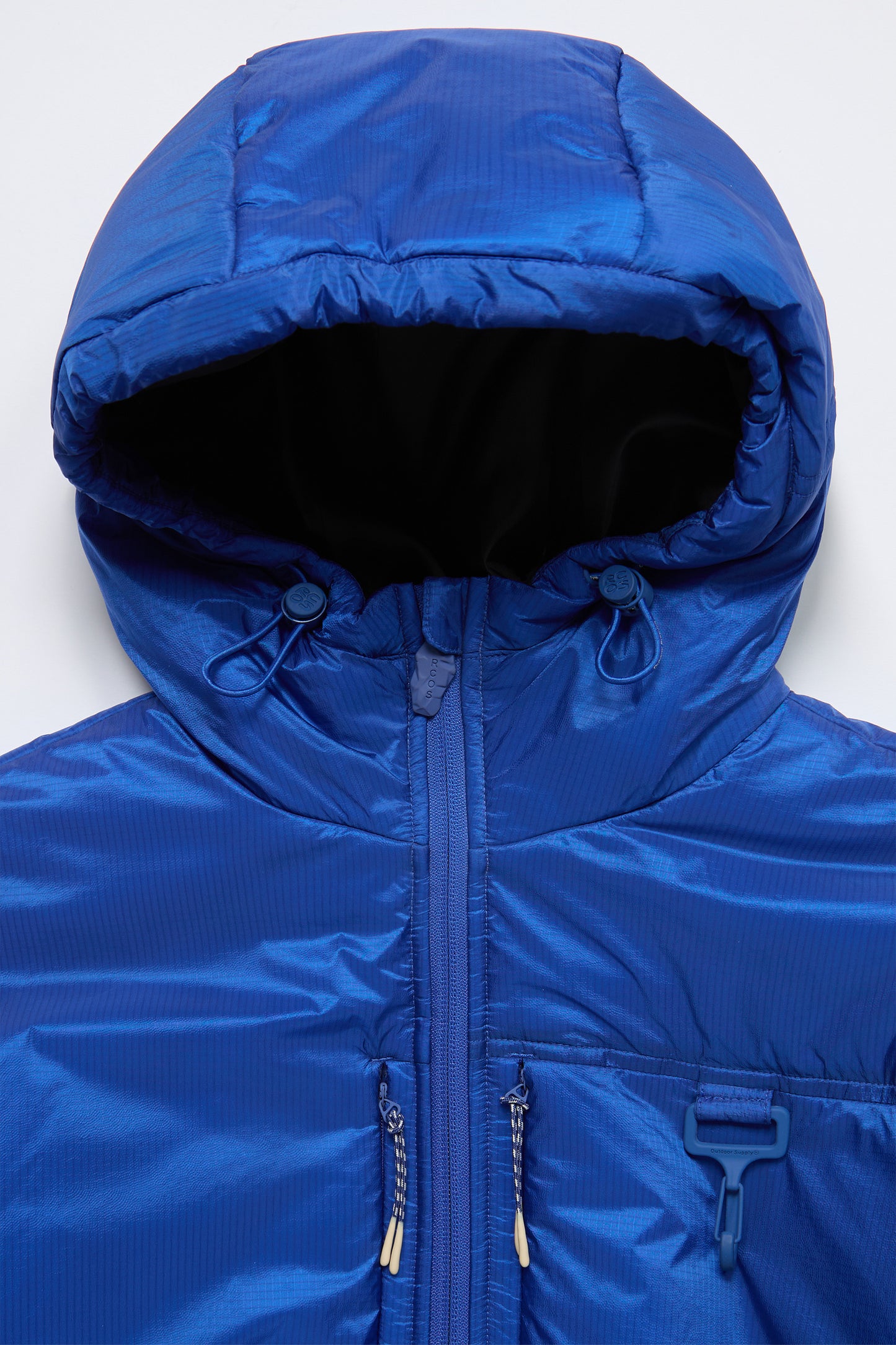 Nylon Insulated Hooded Jacket in Blue