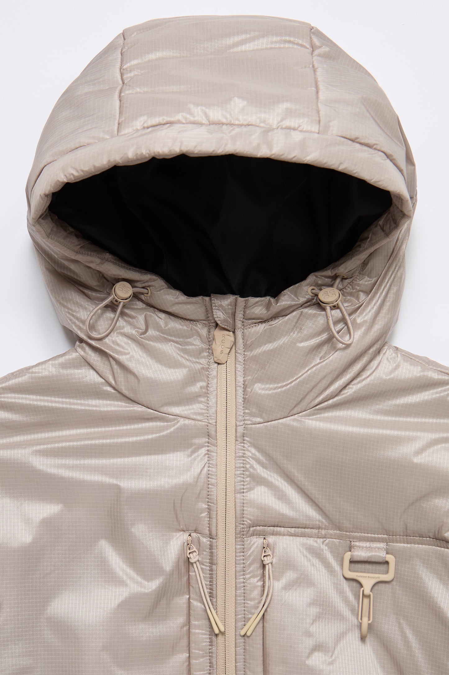 Nylon Insulated Hooded Jacket in Mauve