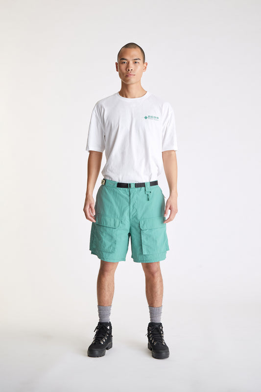 Nylon Belted Cargo Short in Green