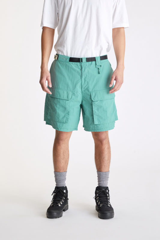 Nylon Belted Cargo Short in Green