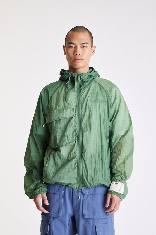 Packable Nylon Ripstop Jacket in Gradient Green