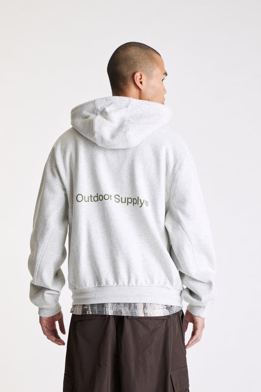 Outdoor Supply Zip Up Hoodie in Heather Grey