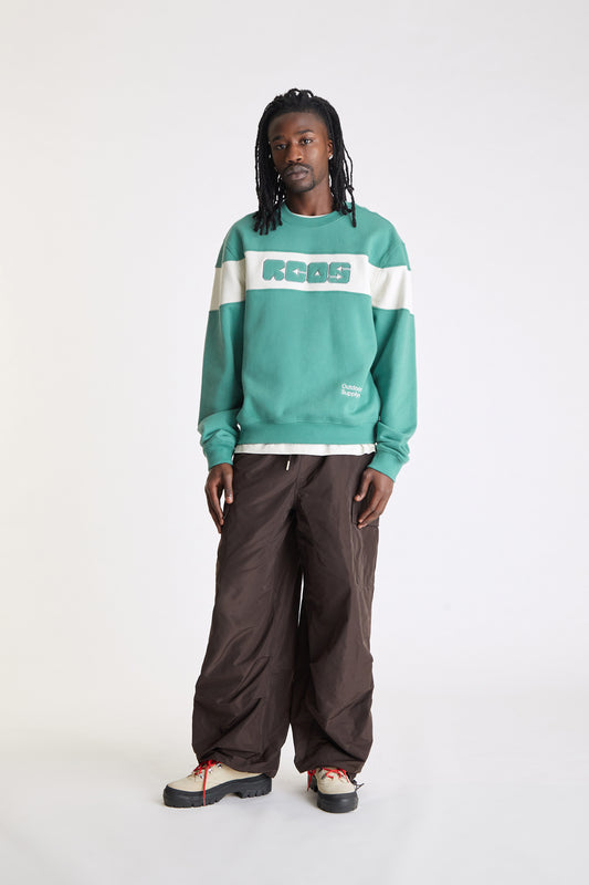 Arrows Paneled Crewneck in Green