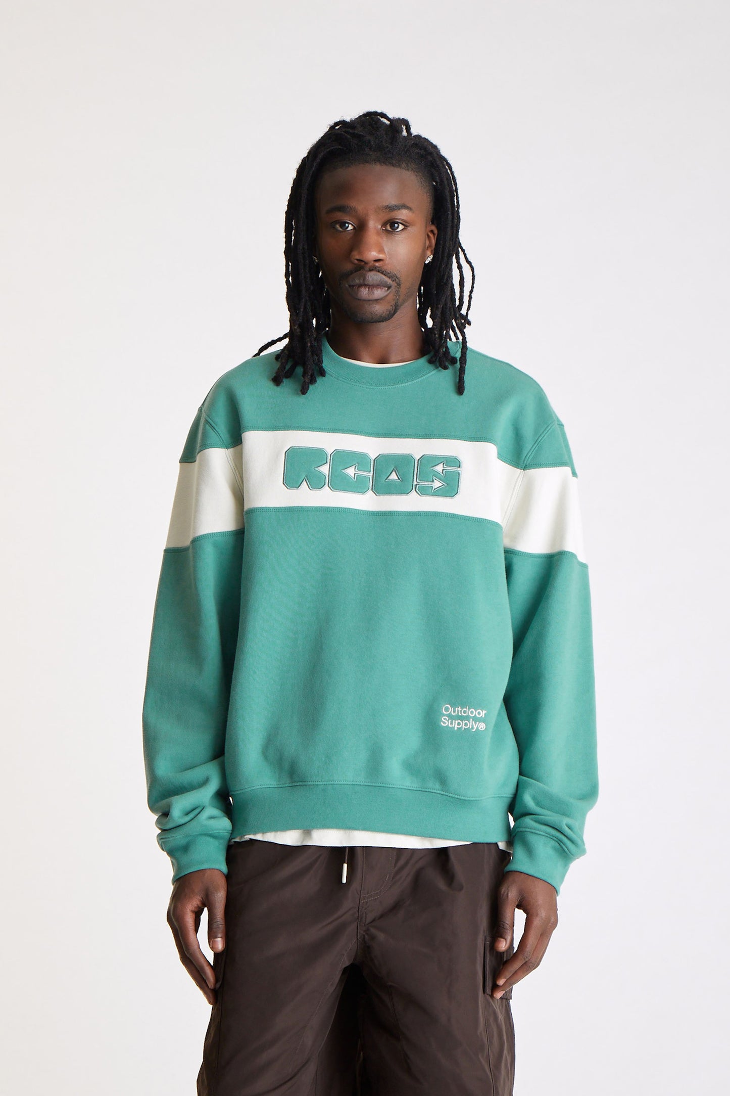 Arrows Paneled Crewneck in Green