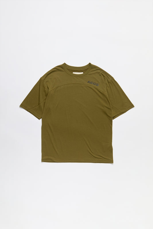 Paneled Athletic T-Shirt in Olive