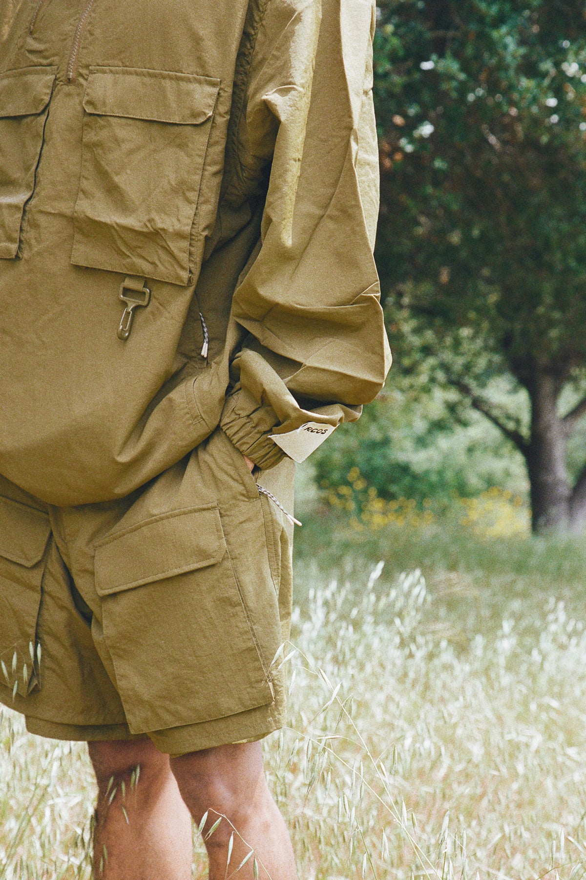 Nylon Belted Cargo Short in Olive